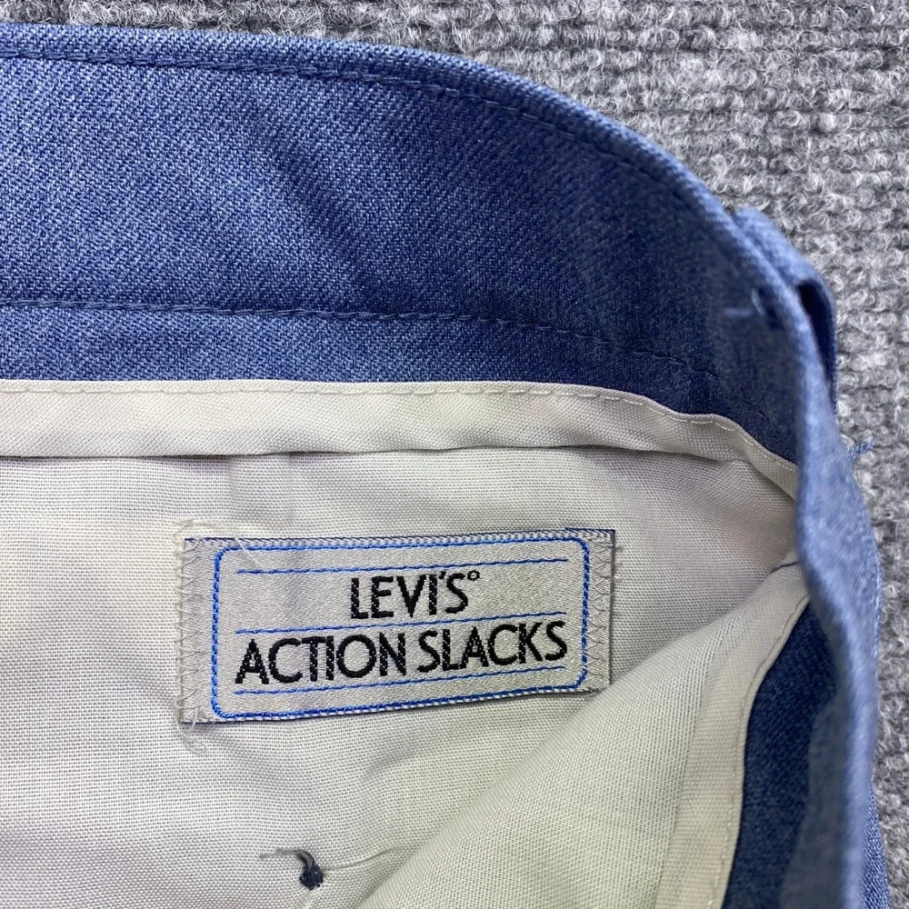 Vintage Levis Action Slacks Mens 34x29 Blue Heather Straight Leg Trousers Taloon